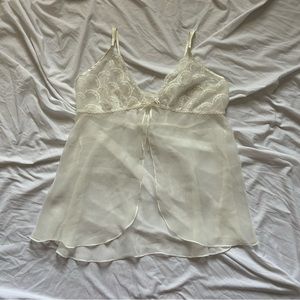 SOLD!! White rosette open front slip camisole